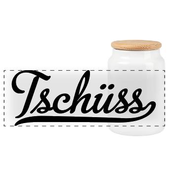 tschüss - Panorama Keksdose mit Holzdeckel - Weiß - Vorne