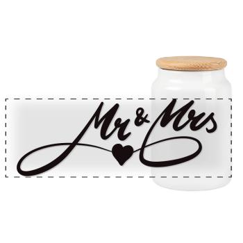 Romantic love design with heart motif - Panoramic Cookie Jar with Wooden Lid - white - Front
