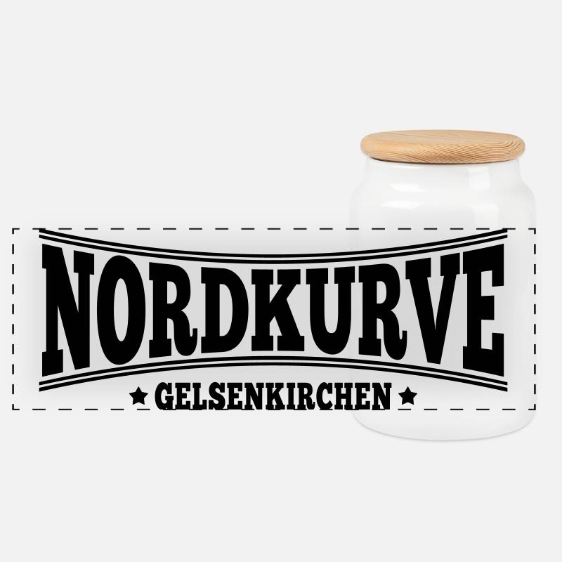 Nordkurve Gelsenkirchen | Farbe änderbar - Panorama Keksdose mit Holzdeckel - Weiß