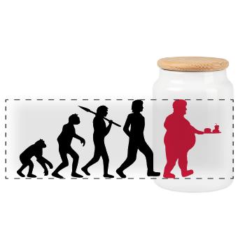 Fast Food Evolution - Panorama Keksdose mit Holzdeckel - Weiß - Vorne