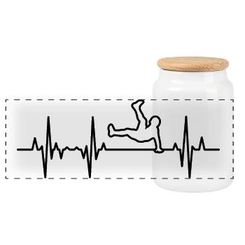 Breakdance ECG - Panoramic Cookie Jar with Wooden Lid - white - Front