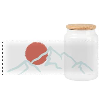 Sunlit Peak Minimal Mountain - Panoramic Cookie Jar with Wooden Lid - white - Front