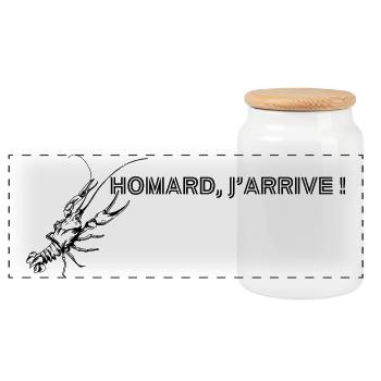 Homard, j'arrive ! - Boîte à biscuits avec couvercle en bois - blanc - Devant