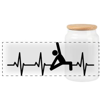 Yoga Stick Figures Pulse Beat - Panoramic Cookie Jar with Wooden Lid - white - Front
