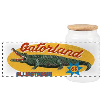 Gatorland – Retro Alligator Tourist Attraction - Panorama Keksdose mit Holzdeckel - Weiß - Vorne