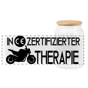 Motorrad Therapie - Panorama Keksdose mit Holzdeckel - Weiß - Vorne