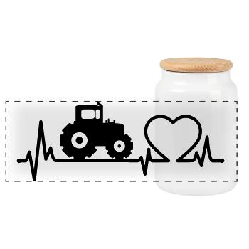 Traktor Heartbeat Farmer - Panorama Keksdose mit Holzdeckel - Weiß - Vorne