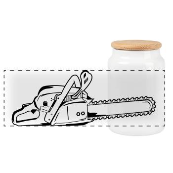 Tronçonneuse - Boîte à biscuits avec couvercle en bois - blanc - Devant