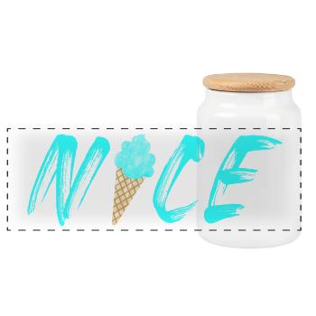 nice hellblau Eis Waffel Eistüte cool Eiscreme - Panorama Keksdose mit Holzdeckel - Weiß - Vorne