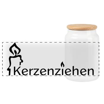 Kerzenziehen - Panorama Keksdose mit Holzdeckel - Weiß - Vorne