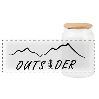 Outsider Hiking Mountains Nature Love Offline Nature - Panoramic Cookie Jar with Wooden Lid - white - Front