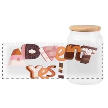 Lettres de l’Avent en sucre - Boîte à biscuits avec couvercle en bois - blanc - Devant