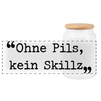 Ruhrpott dialekt ohne Pils, kein Skillz Ruhrgebiet - Panorama Keksdose mit Holzdeckel - Weiß - Vorne