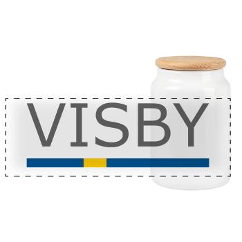 Drapeau de la Suède - Visby - Sverige - Schweden - Boîte à biscuits avec couvercle en bois - blanc - Devant