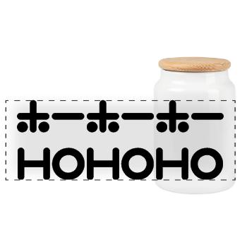 HoHoHo + Japanischer Text – Schwarz - Panorama Keksdose mit Holzdeckel - Weiß - Vorne