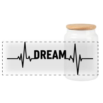 Dream Heartbeat – Design inspirant - Boîte à biscuits avec couvercle en bois - blanc - Devant