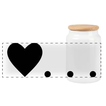 Love is... Heart - Panoramic Cookie Jar with Wooden Lid - white - Front