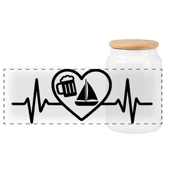 Herz Bier Segeln Humor - Panorama Keksdose mit Holzdeckel - Weiß - Vorne