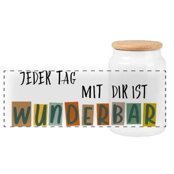 Merveilleux - Boîte à biscuits avec couvercle en bois - blanc - Devant