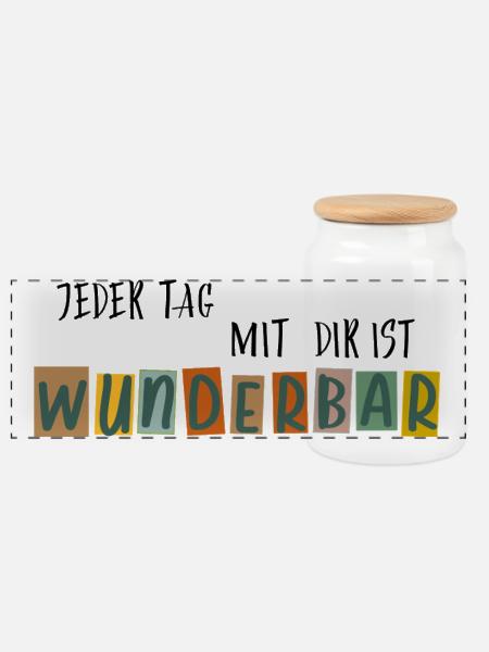 Wunderbar - Panorama Keksdose mit Holzdeckel - Weiß
