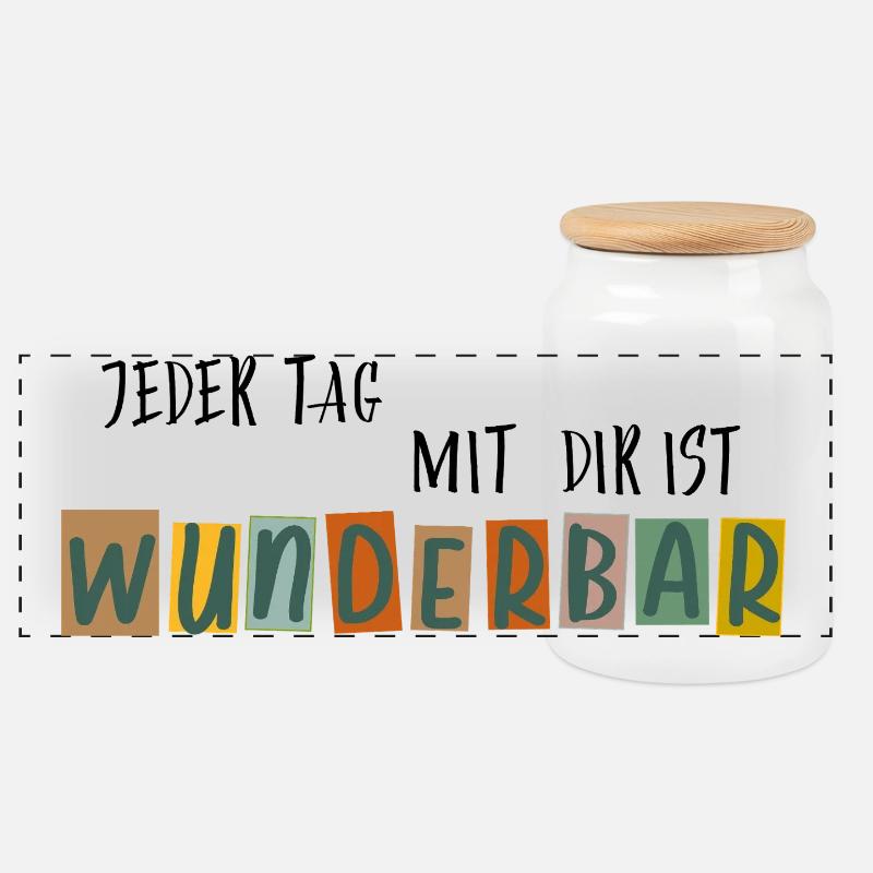Wunderbar  - Panorama Keksdose mit Holzdeckel - Weiß