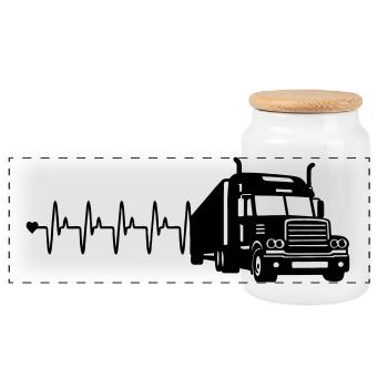 Truck heart rate - Panoramic Cookie Jar with Wooden Lid - white - Front
