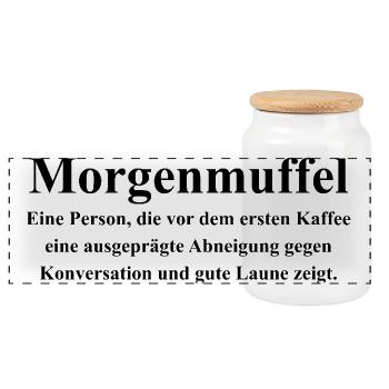 Definition Morning Grouch Funny Dictionary Design - Panoramic Cookie Jar with Wooden Lid - white - Front