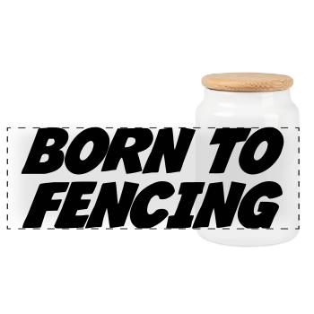 Born for fencing: dynamic and modern design - Panoramic Cookie Jar with Wooden Lid - white - Front