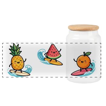 Fruit Cocktail Surfer : Divertissement Tropical Summer - Boîte à biscuits avec couvercle en bois - blanc - Devant