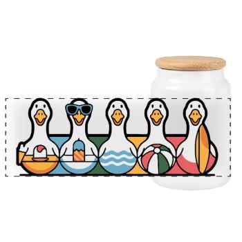Rangée d’oies d’été - Boîte à biscuits avec couvercle en bois - blanc - Devant