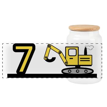 Excavatrice - Boîte à biscuits avec couvercle en bois - blanc - Devant