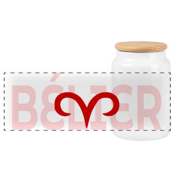 Bélier - Boîte à biscuits avec couvercle en bois - blanc - Devant