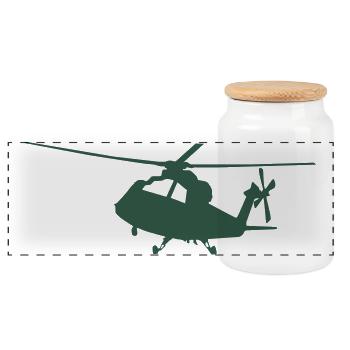 Grüne Hubschrauber Silhouette - Panorama Keksdose mit Holzdeckel - Weiß - Vorne