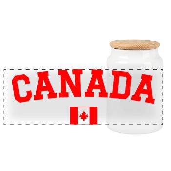 Drapeau du Canada Rouge - Boîte à biscuits avec couvercle en bois - blanc - Devant