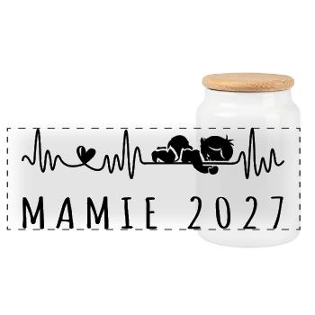 Future Mamie 2027 Battement de Cœur - Panorama Keksdose mit Holzdeckel - Weiß - Vorne