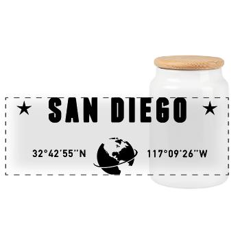 San Diego, Californie, Coordonnées de la Terre - Boîte à biscuits avec couvercle en bois - blanc - Devant