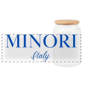 Minori Italy - Panoramic Cookie Jar with Wooden Lid - white - Front