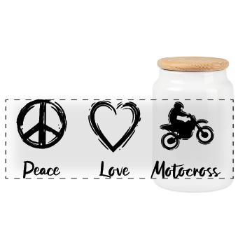 Motocross Love - Panoramic Cookie Jar with Wooden Lid - white - Front