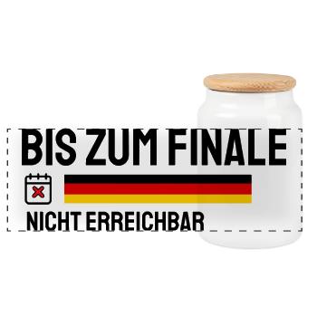 Bis zum Finale – Deutschland Fan Shirt - Panorama Keksdose mit Holzdeckel - Weiß - Vorne