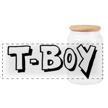 T-Boy Transboy LGBTQ Pride - Illustration - Panoramic Cookie Jar with Wooden Lid - white - Front