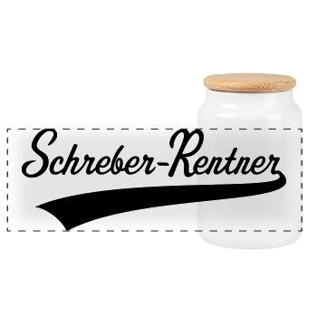 Schreber-Rentner (Rentner / Schrebergärtner / B) - Panorama Keksdose mit Holzdeckel - Weiß - Vorne