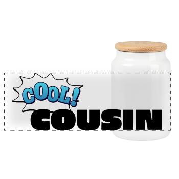 Lettrage de cousin cool pour le cousin cool - Boîte à biscuits avec couvercle en bois - blanc - Devant