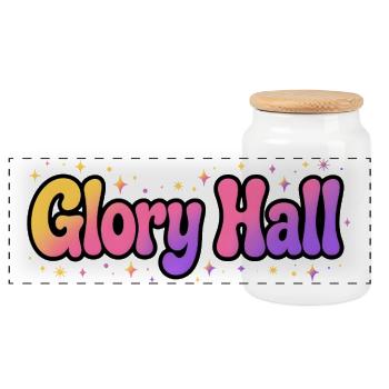 Glory Hall Psychedelisches Leuchten - Panorama Keksdose mit Holzdeckel - Weiß - Vorne