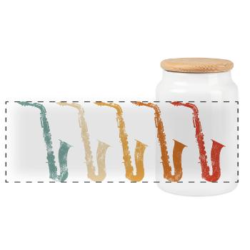Conception rétro du saxophone pour saxophonistes - Boîte à biscuits avec couvercle en bois - blanc - Devant
