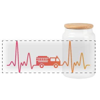 Fire Truck Sunset Heartbeat Pumped - Panoramic Cookie Jar with Wooden Lid - white - Front