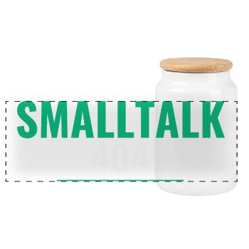Sysadmin Geschenk – 'Smalltalk 404' T-Shirt - Panorama Keksdose mit Holzdeckel - Weiß - Vorne