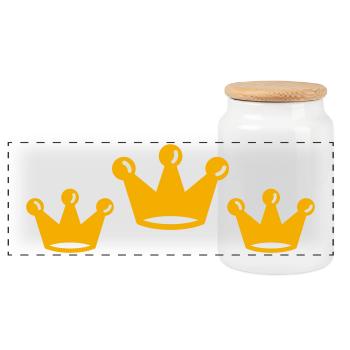 kronen - Panoramic Cookie Jar with Wooden Lid - white - Front