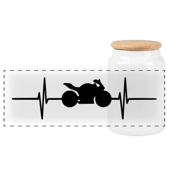 moto pulse,fréquence cardiaque,battement de coeur - Boîte à biscuits avec couvercle en bois - blanc - Devant