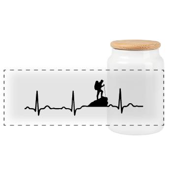 CADEAUX -EKG HEARTBEAT ESCALADE RANDONNEE MONTAGNES - Boîte à biscuits avec couvercle en bois - blanc - Devant
