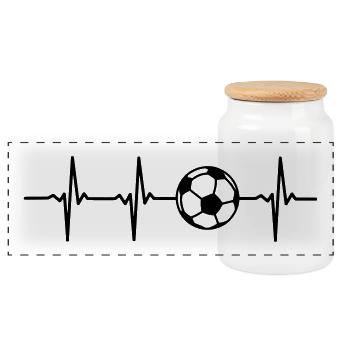 Soccer T-Shirt Gift Idea Christmas Funny - Panoramic Cookie Jar with Wooden Lid - white - Front